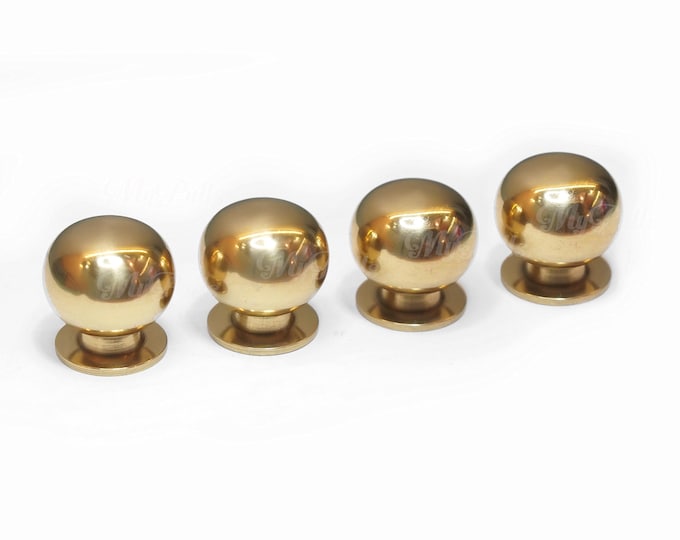 1.18″ Solid Brass Round Cabinet Knob Pulls – Retro Set of 4