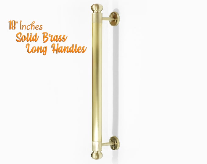 18.11" inches Solid Brass Minimalist Western Door Handle Pull Hardware Cabinet Brass Door Handle - Polished Brass finish