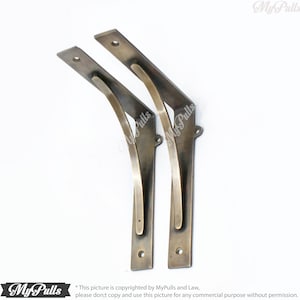 Set of 2 SOLID BRASS Wall Shelf Bracket - Retro Industrial Floating Shelves