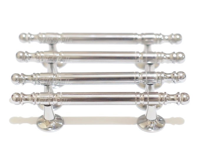 Solid Brass Western Drawer Handle Pulls with Polished Silver Chrome Finish | Brass Cabinet Drawer Dresser Knob Pulls Handle, Kitchen Pulls