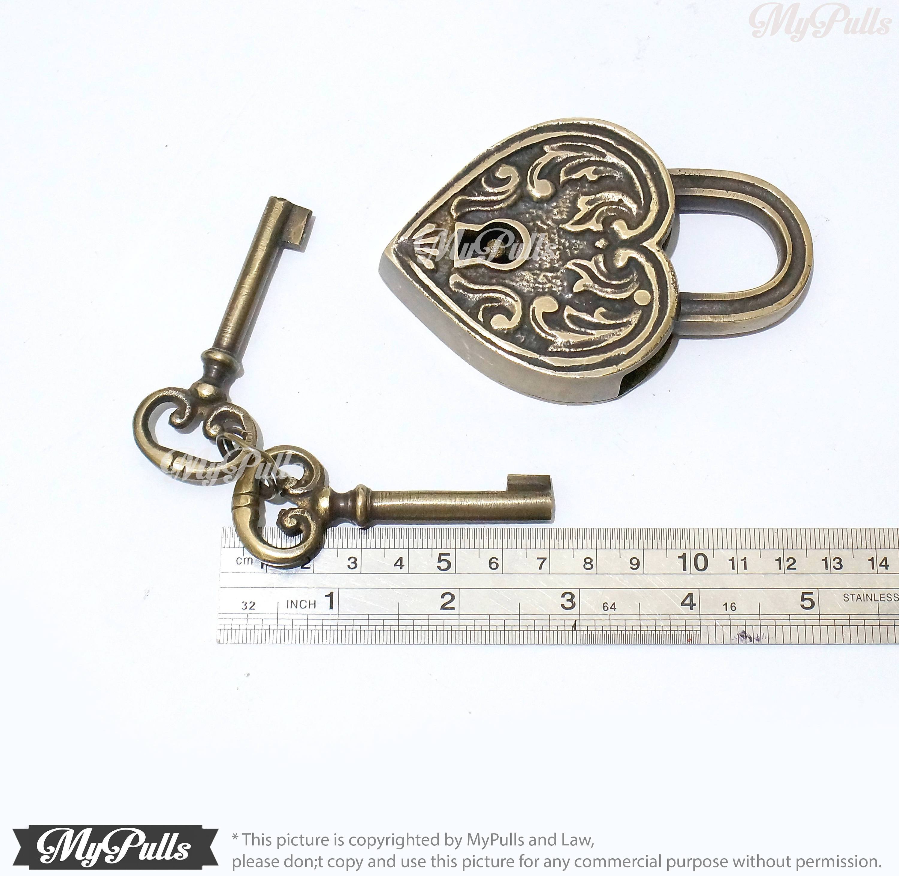 Love Locks Personalized Antique Padlock with Keys (Copper