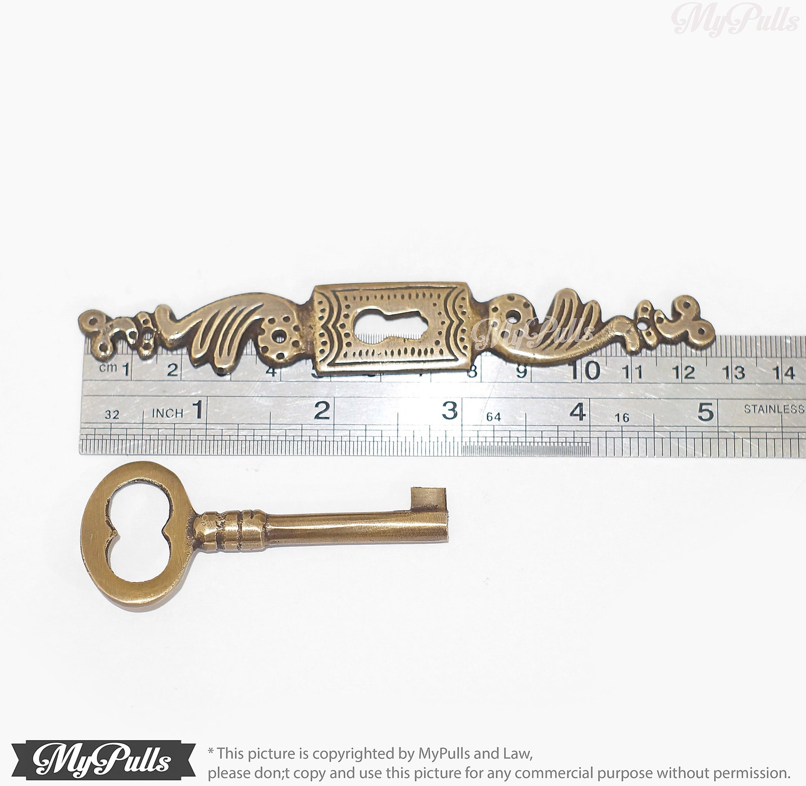 Solid Brass Key Lock Set With Brass Retro Vertical Key Hole Etsy