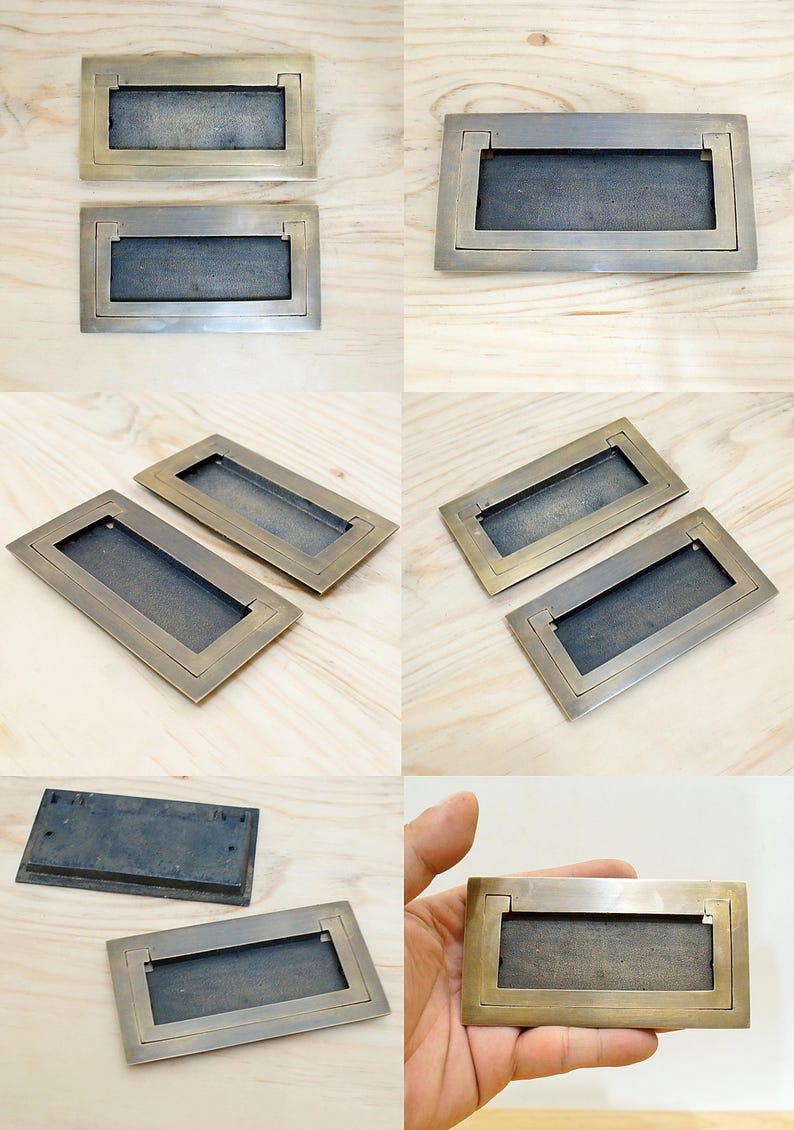 Solid brass recessed pull handles for pocket and sliding doors