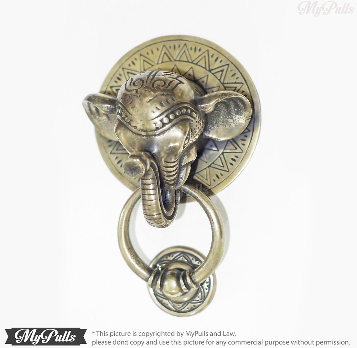 7.5 inches Solid Brass Elephant Head Front Door Knocker Etsy