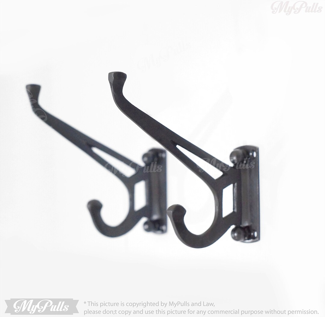 Set of 2 Pcs Solid Brass Folding Coat Hook Black Doff Finish Etsy