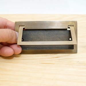 Antique brass rectangular flush pull handles for restoration