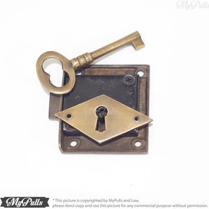 Working Solid Brass Key Lock Set and Skeleton Key With Brass Retro ...