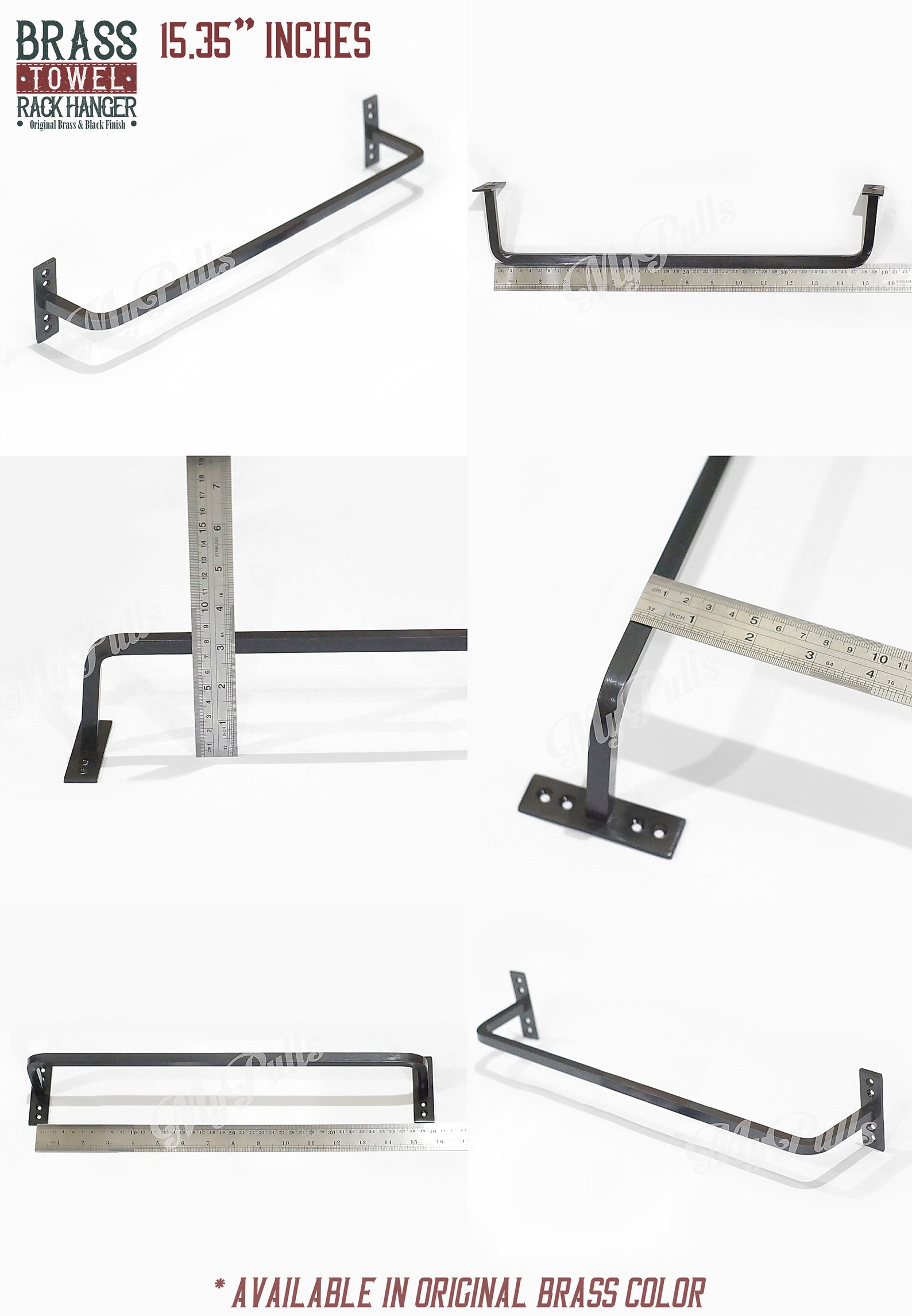 Solid Brass Industrial Bathroom Towel Rack Holder Black Finish Etsy