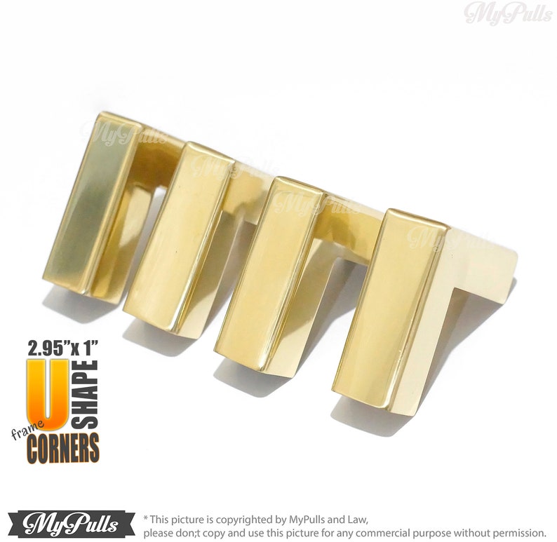 1 00 In Depth Of 4 Pcs Brass U Shape Corner Gold Image 0