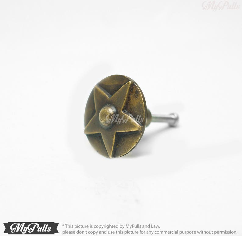 Cowboy themed brass knobs for cabinet upgrade