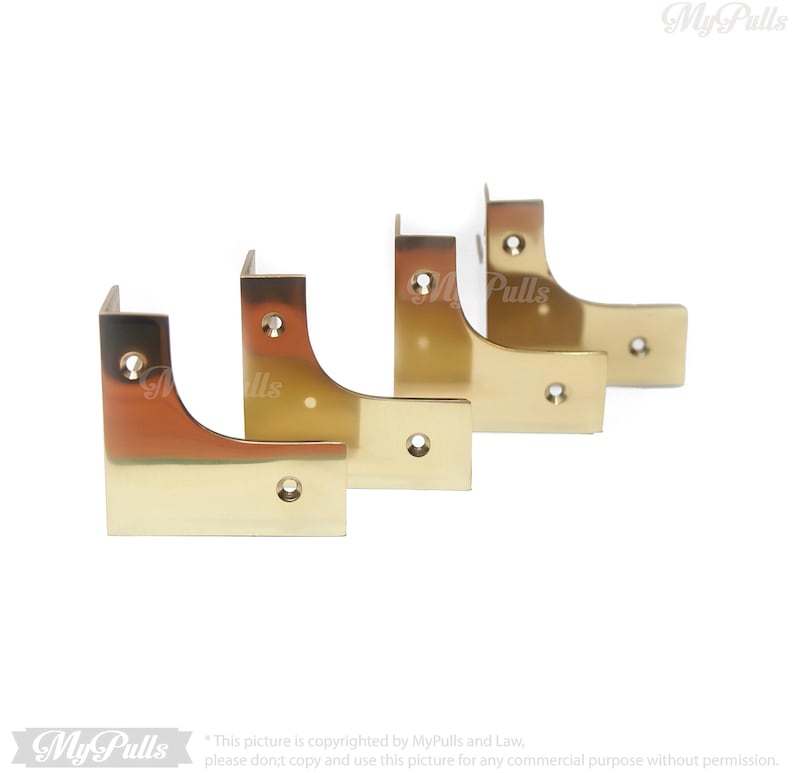 Gold solid brass corner protectors for cabinets set of 4