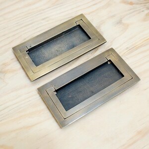 Heavy solid brass flush pull handles for vintage interior doors