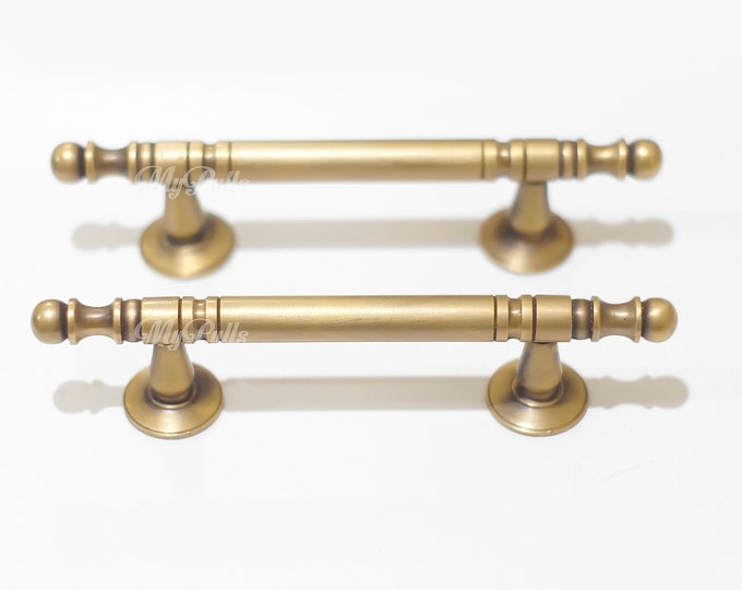 Set 5.43" in Solid Brass Western Drawer Handle Pulls | Brass Cabinet Drawer Dresser Knob Pulls Handle,Kitchen Cupboard Door Pulls