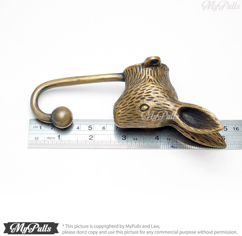 6.29 inches Solid Brass Bunny Rabbit Animal wall hook Etsy