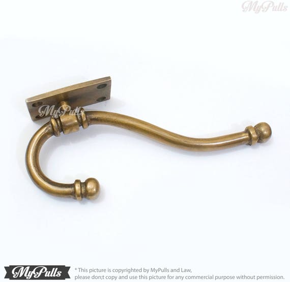 6.50 Set of 2 Pcs SOLID BRASS Retro Strong Wall Mount Strong Hook