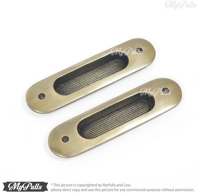 5.78 2 pcs Solid Brass Baldwin FLUSH Pull Sliding Door Cabinet Brass Knob Drawer Handle