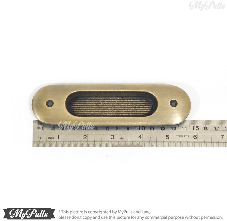 5.78 2 pcs Solid Brass Baldwin FLUSH Pull Sliding Door Cabinet Brass Knob Drawer Handle