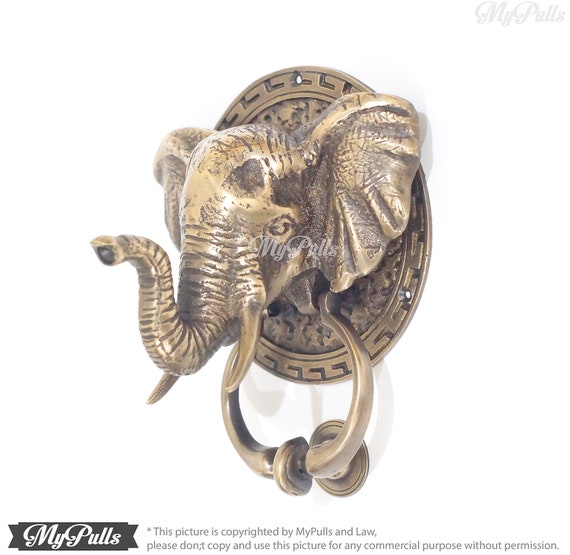 7 48 Inches Solid Brass Elephant Door Knocker Door Hardware Animal Knocker Elephant Front Door Decor