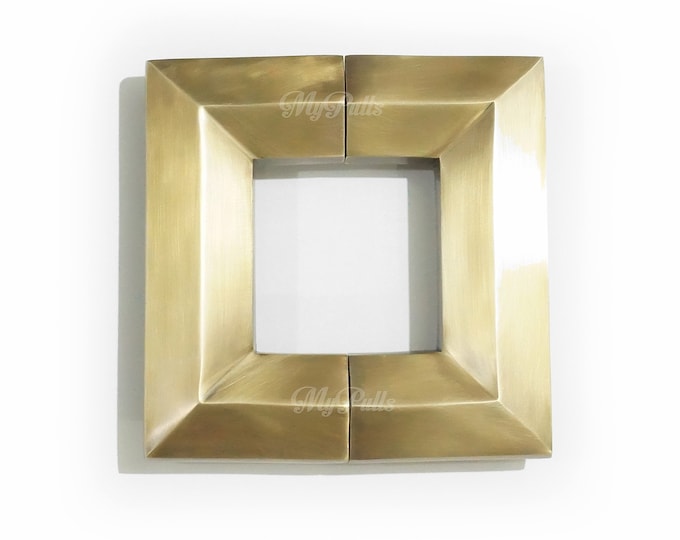Solid Brass Square Obi Pull - Elegant Brass Door Handle for Cabinets and Doors