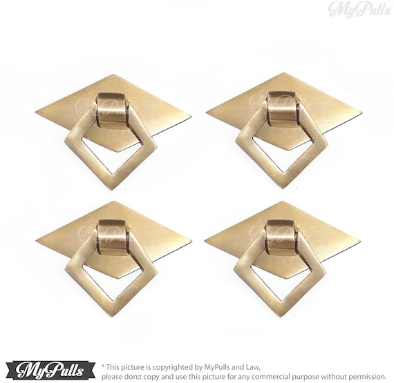 Set Of 4 Solid Brass Classic Art Deco Pulls Drawer Handles Etsy