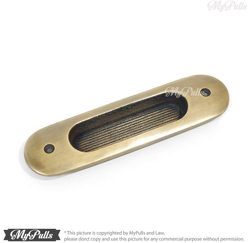 5.78 2 pcs Solid Brass Baldwin FLUSH Pull Sliding Door Cabinet Brass Knob Drawer Handle