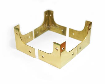 Solid Brass Corner Guards 2.5” – Gold Finish Retro Cabinet, Table & Trunk Corner Protectors | Set of 4