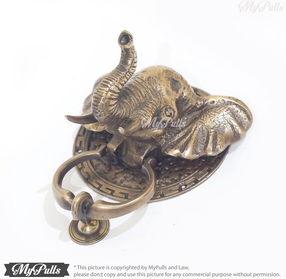 7 48 Inches Solid Brass Elephant Door Knocker Door Hardware Animal Knocker Elephant Front Door Decor