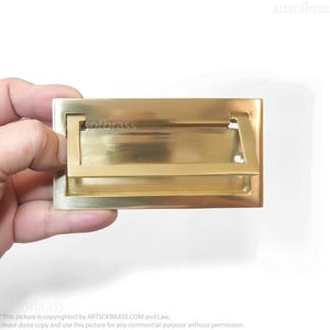 Rectangular solid brass pocket door pull handles set of two