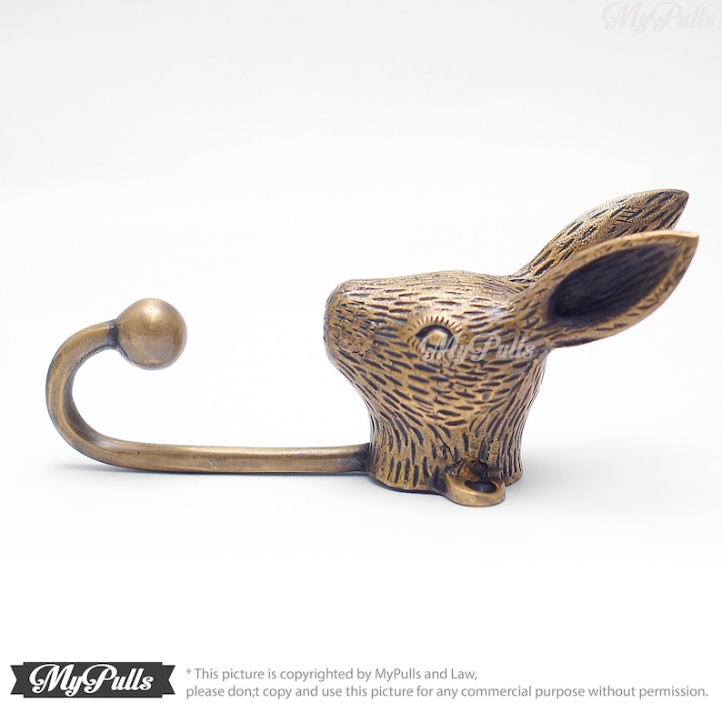 6.29 Inches Solid Brass Bunny Rabbit Animal Wall Hook Etsy Canada