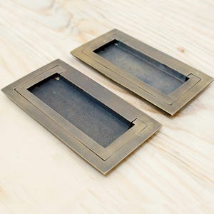 Vintage style solid brass flush pull handles set of 2