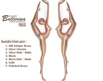 14.17" inches Pair Bronze Finishing Ballerina Ballet Dancer Door handle Solid Brass Door Handle Pulls
