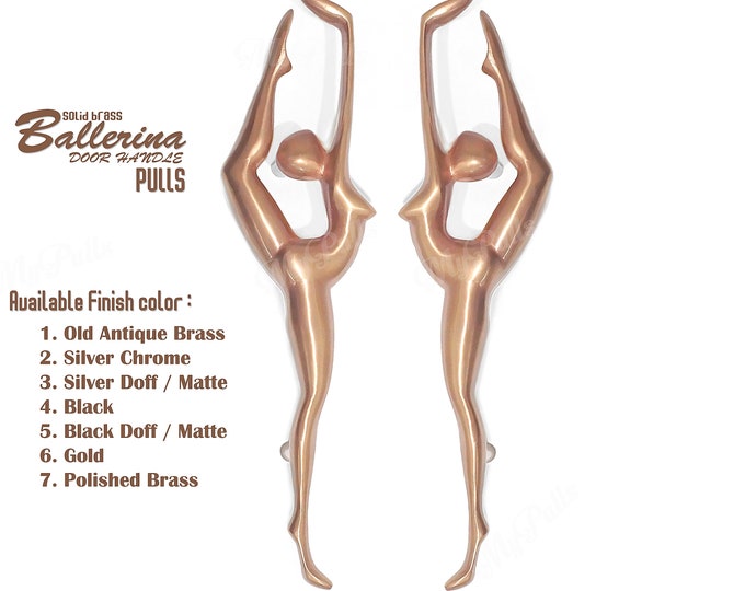 14.17" inches Pair Bronze Finishing Ballerina Ballet Dancer Door handle Solid Brass Door Handle Pulls