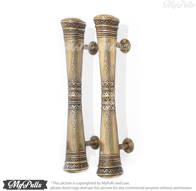24 00 Solid Brass Victorian Big Pulls Handle Vintage Image 0