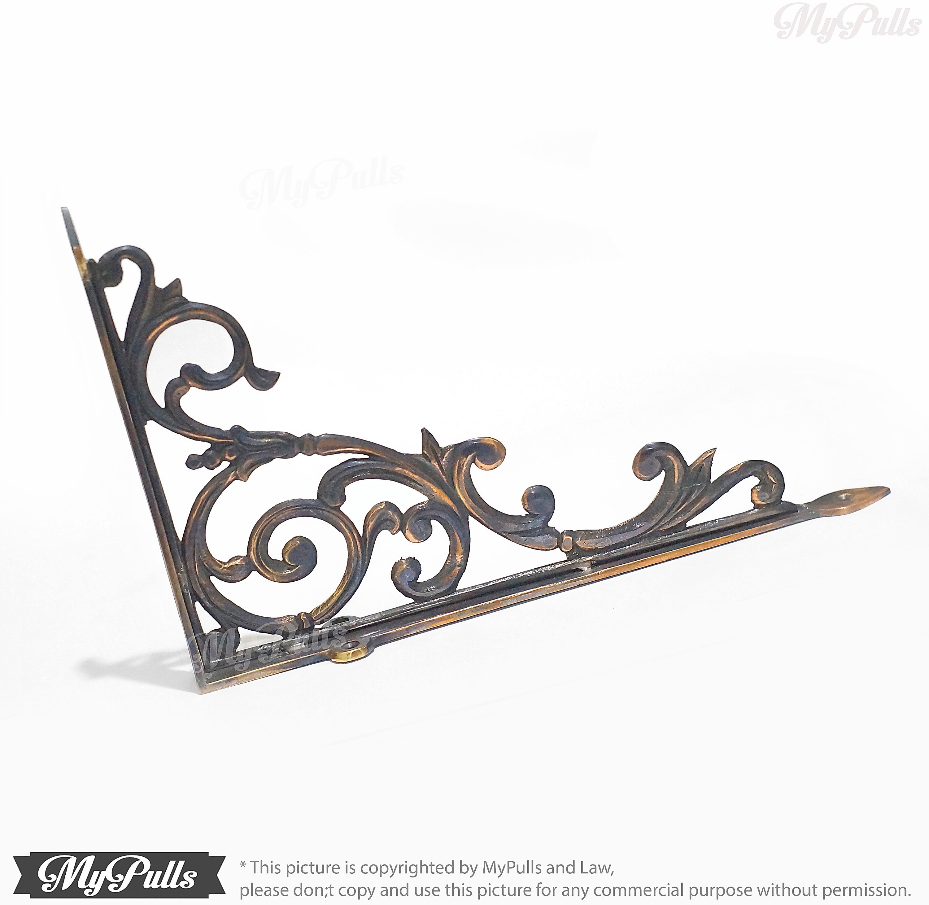 10.23 2 pcs SOLID BRASS Wall Shelf Bracket Antique Etsy