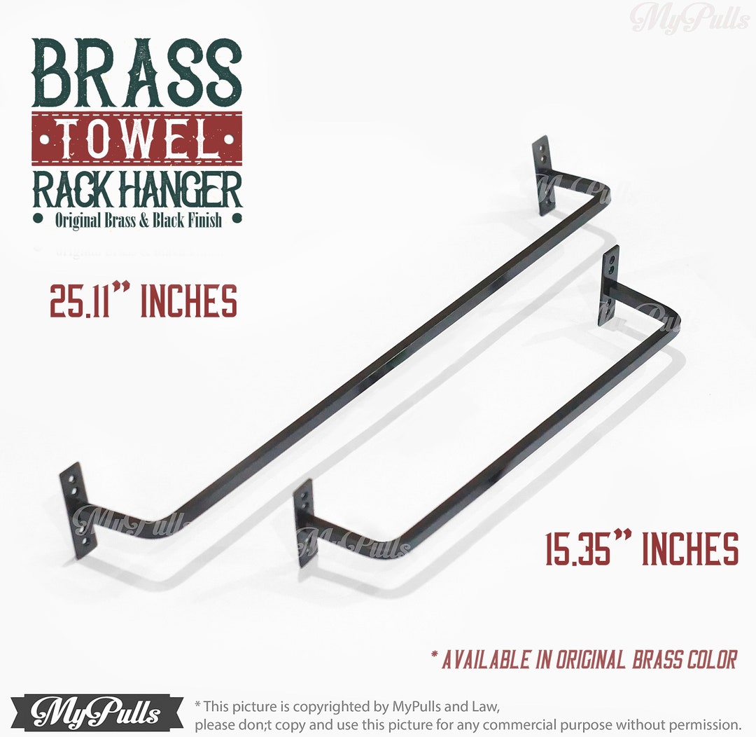 Solid Brass Industrial Bathroom Towel Rack Holder Black Finish Wall
