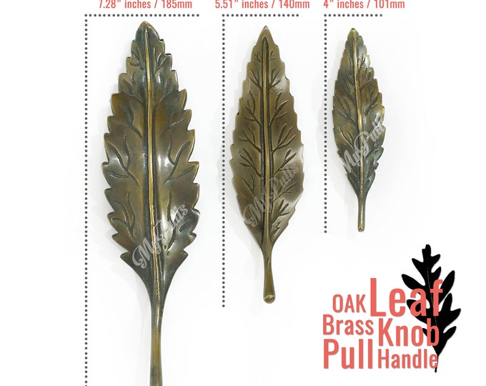 Solid Brass Oak Leaf knob Pull Drawer Dresser Cabinet door handle