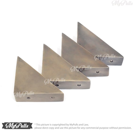 3 22 In 4 Pcs Brass Corner Trunk Protector Retro Image 0