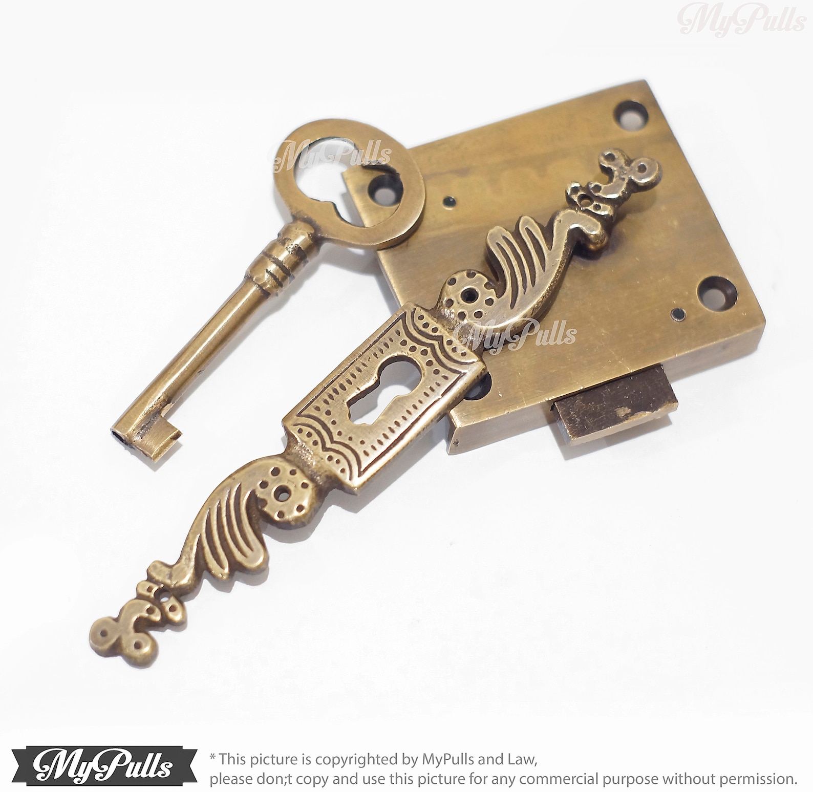 Solid Brass Key Lock Set With Brass Retro Vertical Key Hole Etsy