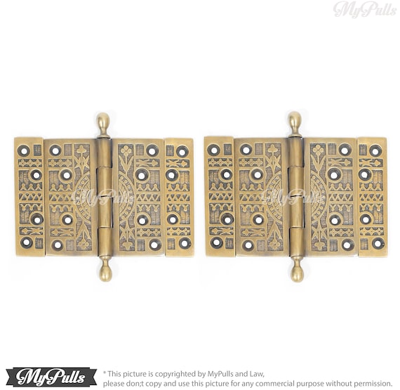 2 Pcs Solid Brass Door Hinges Classic Door Hinges With Etsy