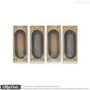 3.11&quot; Solid Brass Western Retro Baldwin FLUSH Pull Sliding Door Cabinet Knob Drawer Pulls
