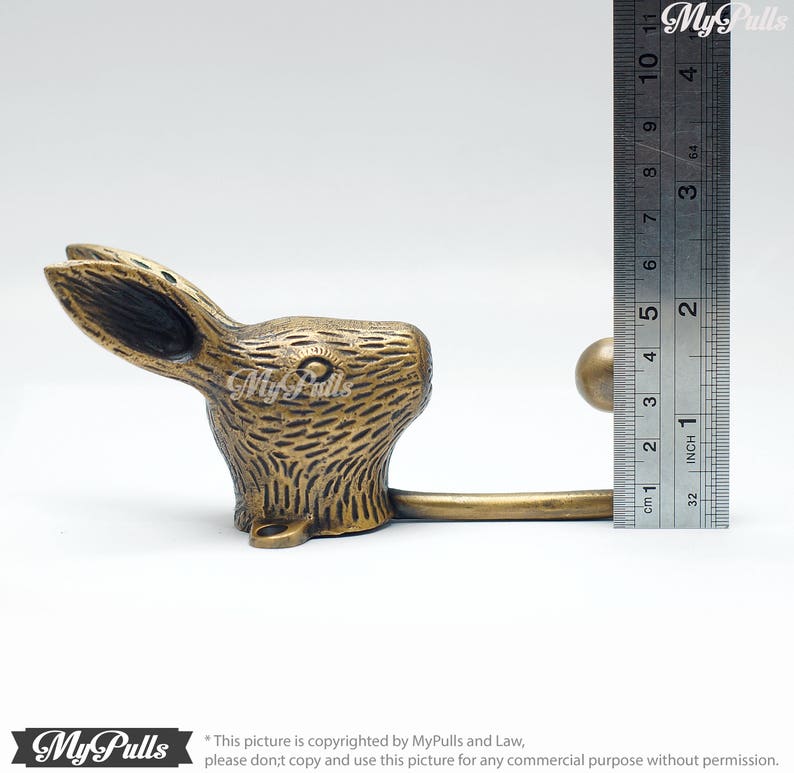 6.29 Inches Solid Brass Bunny Rabbit Animal Wall Hook Etsy Canada