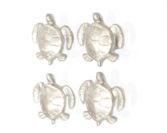 Set of 4 pcs Solid Brass Silver Doff Turtles Knobs Pulls Drawer Handles, Cupboard Door Pulls handles, Door knobs, Desk Drawer Pulls handle