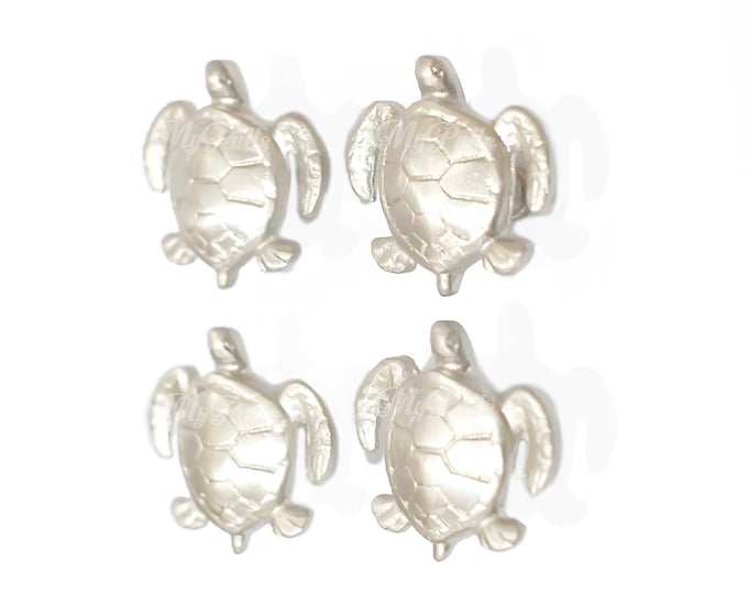 Set of 4 pcs Solid Brass Silver Doff Turtles Knobs Pulls Drawer Handles, Cupboard Door Pulls handles, Door knobs, Desk Drawer Pulls handle