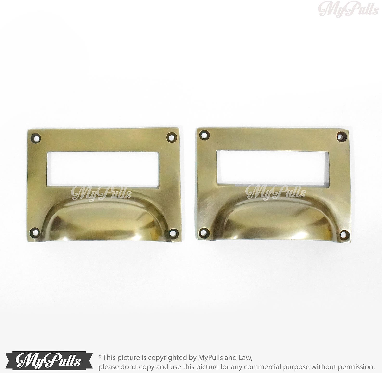 Solid Brass Retro Filing Card Holder Drawer Pull Label Etsy