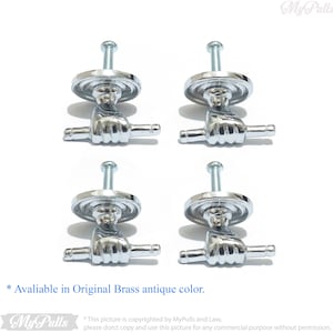 Set of 4 pcs Solid Brass Hand with stick Knob Pulls Handle | Silver Chrome and Antique Brass finish