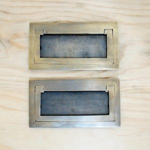 Antique gold brass flush pull handles for cabinets and drawers