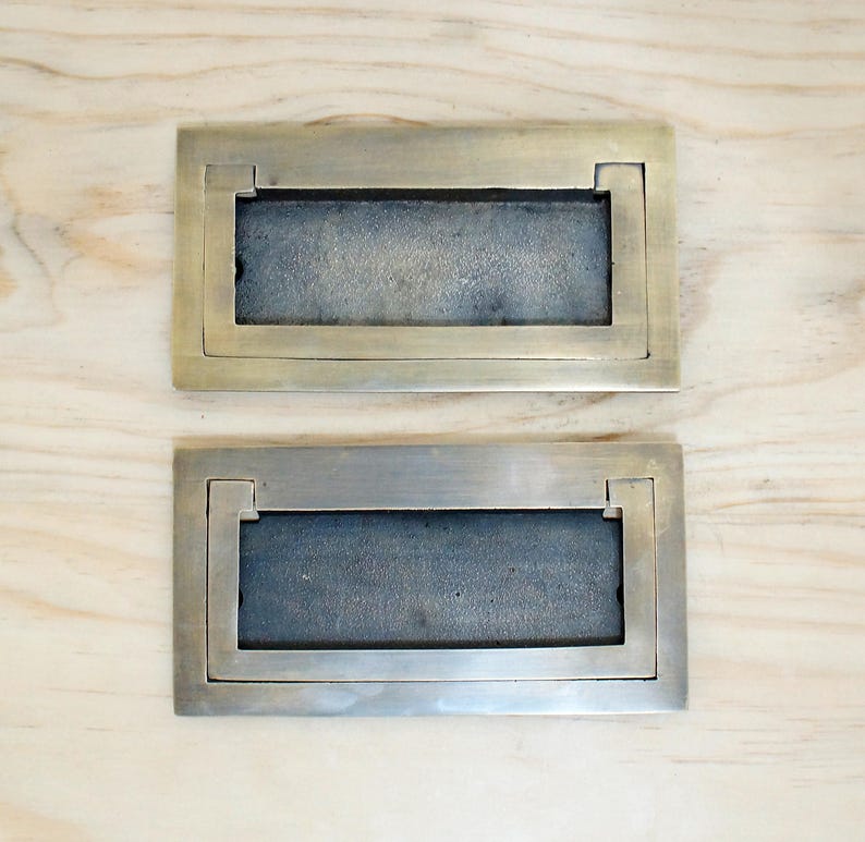 Antique gold brass flush pull handles for cabinets and drawers