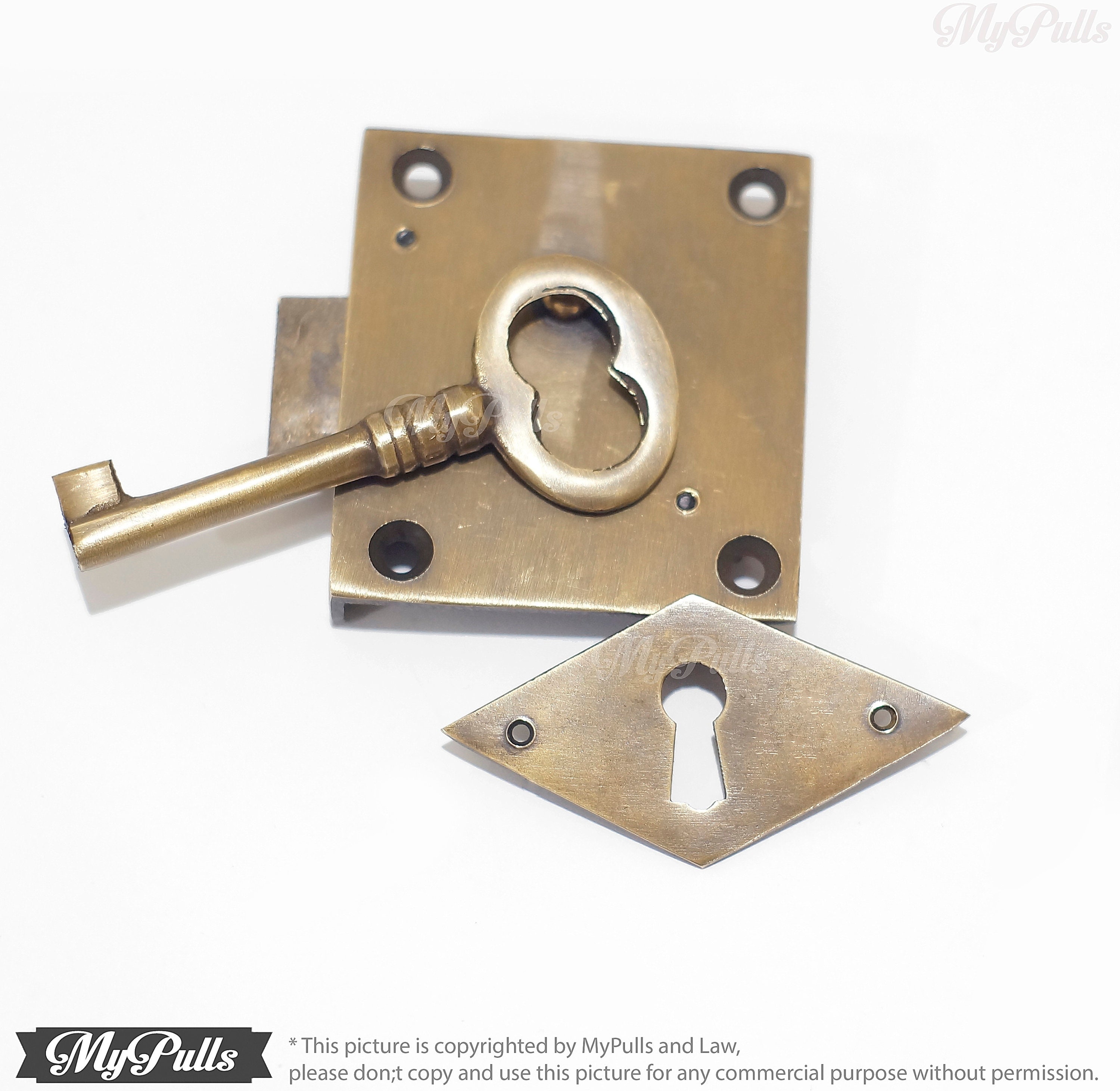 Working Solid Brass Key Lock Set and Skeleton Key With Brass Etsy