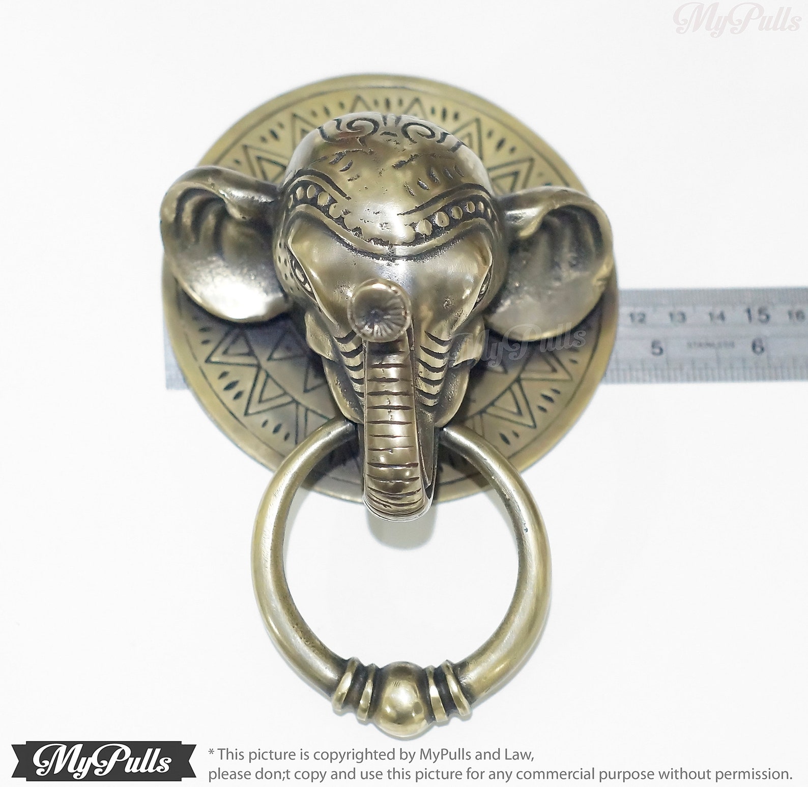 7.5 inches Solid Brass Elephant Head Front Door Knocker Etsy