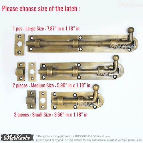 Solid Brass Gate Door Latch Slot Vintage Western Door Safe Latch Lock